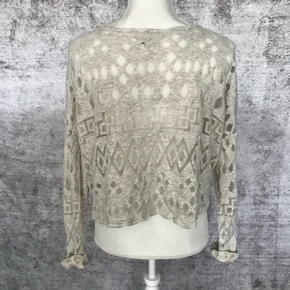 Guess Sheer Crop Sweater Top - Picture 3 of 6